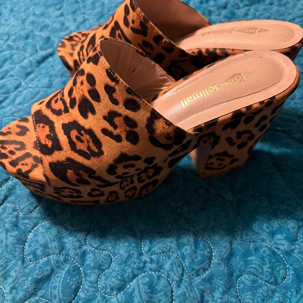 Jolimall Cheetah Print Heeled Sandals Size 8